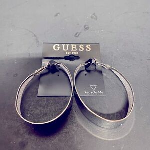 Guess Shimmering Silver Hoop Earrings